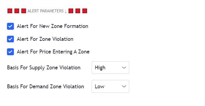 Zone parameters